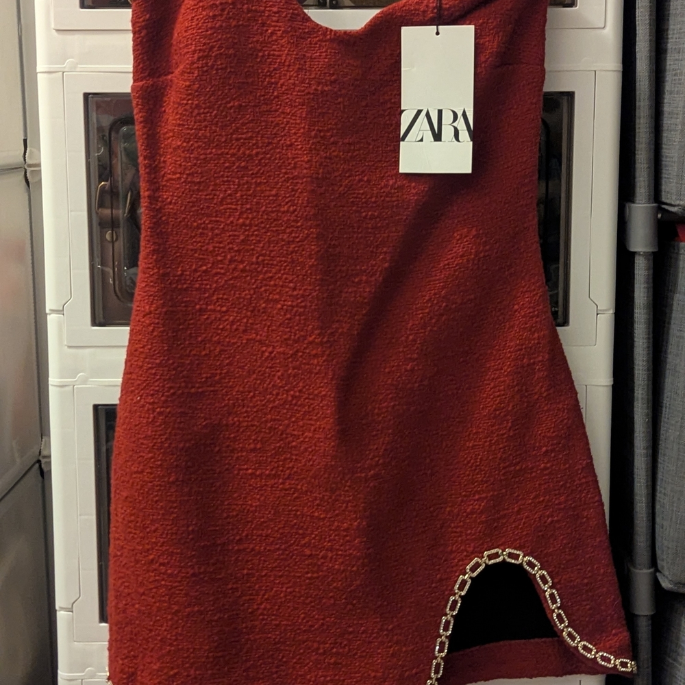 Zara Vibrant Red Textured Dress